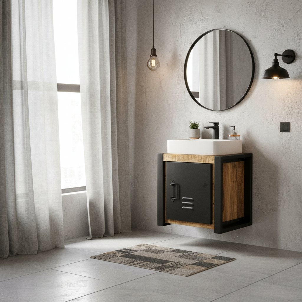 Meuble Suspendu en Bois Massif pour Salle de Bain