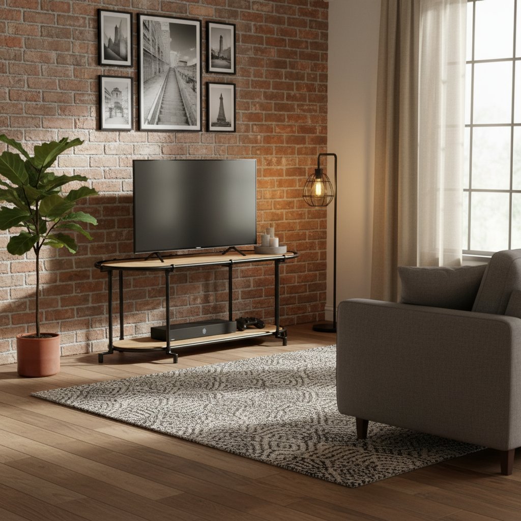 Meuble TV Arrondi en Bois de Manguier Brut