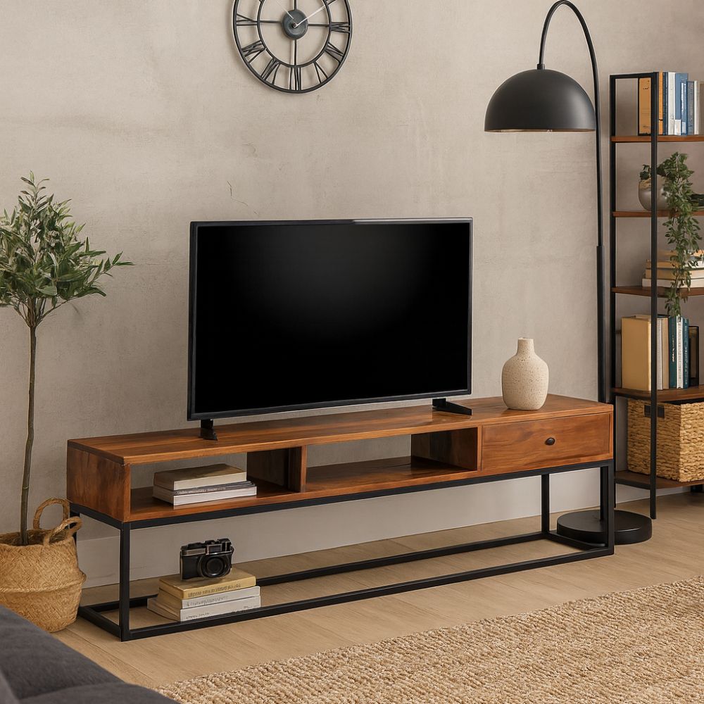 Meuble TV Élégant en Bois de Sesham Massif