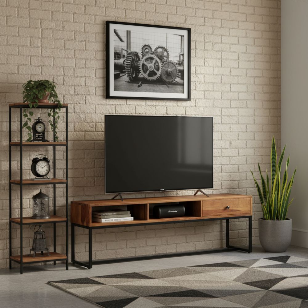 Meuble TV Élégant en Bois de Sesham Massif