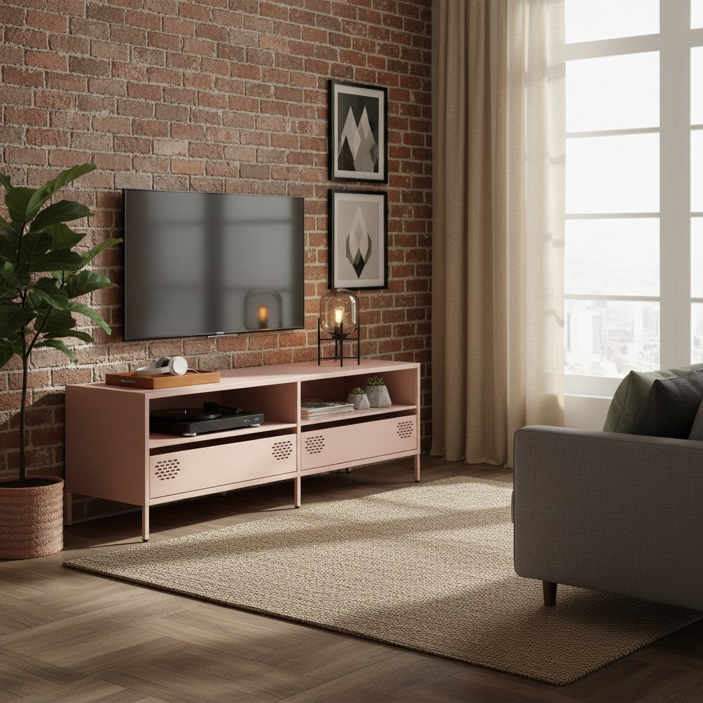 Meuble TV Industriel 140 cm en Acier Laminé à Froid