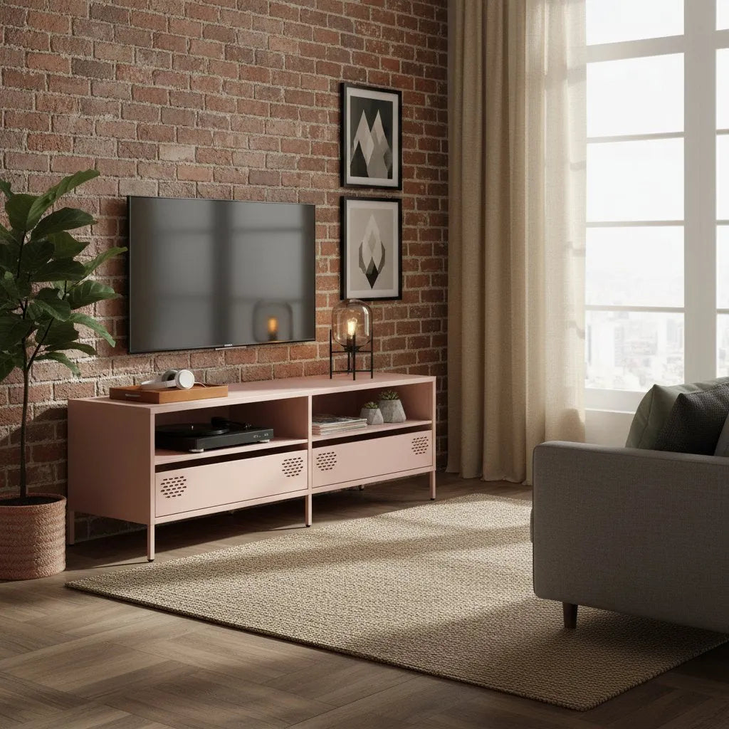 Meuble TV Industriel 140 cm en Acier Laminé à Froid