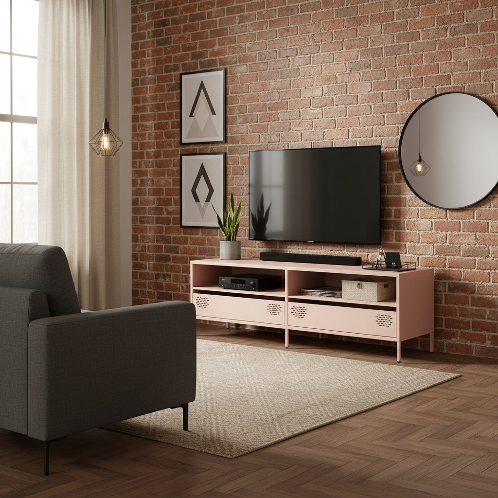 Meuble TV Industriel 140 cm en Acier Laminé à Froid