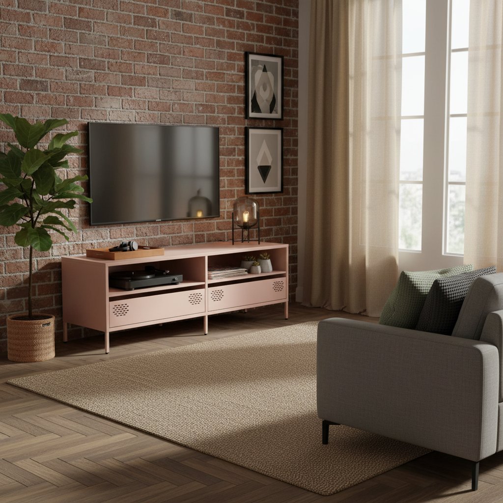 Meuble TV Industriel 140 cm en Acier Laminé à Froid