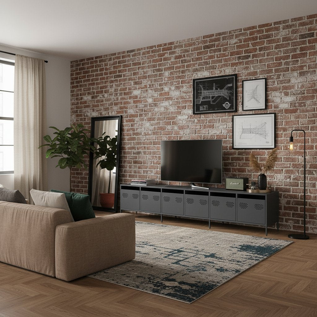 Meuble TV Industriel en Acier Anthracite