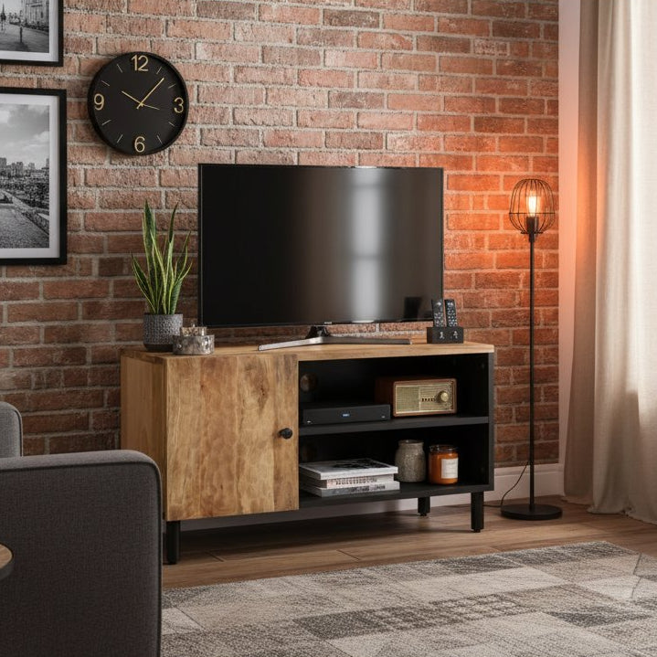 Meuble TV Industriel en Bois Massif