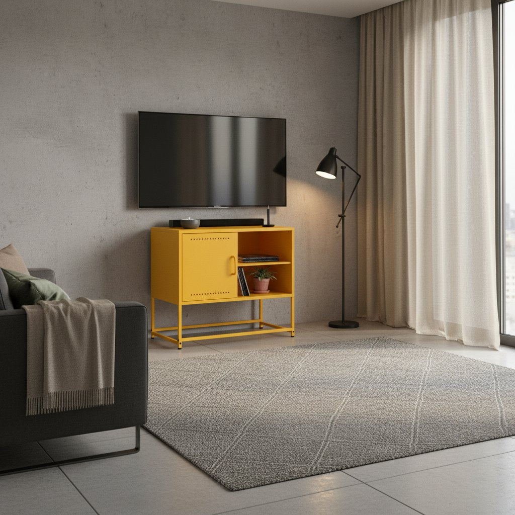 Meuble TV Moderne en Acier Anthracite