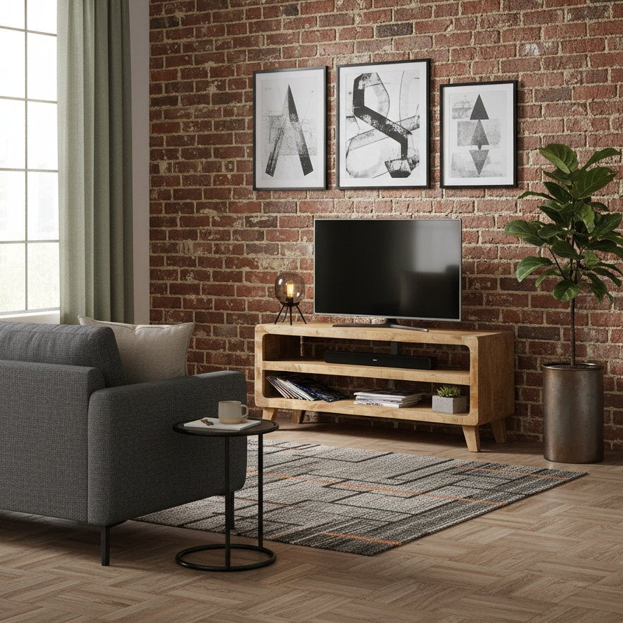Meuble TV Scandinave en Bois de Manguier