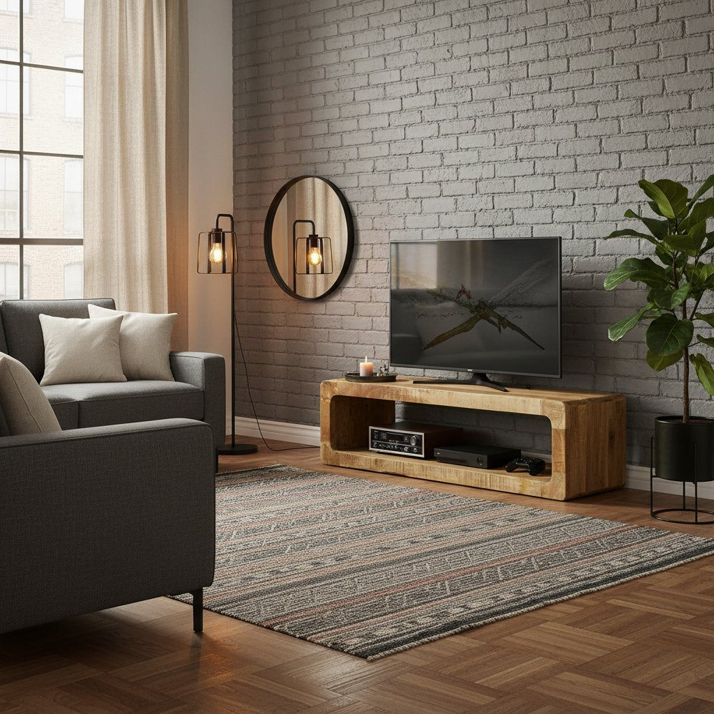 Meuble TV Simple en Bois de Manguier Massif