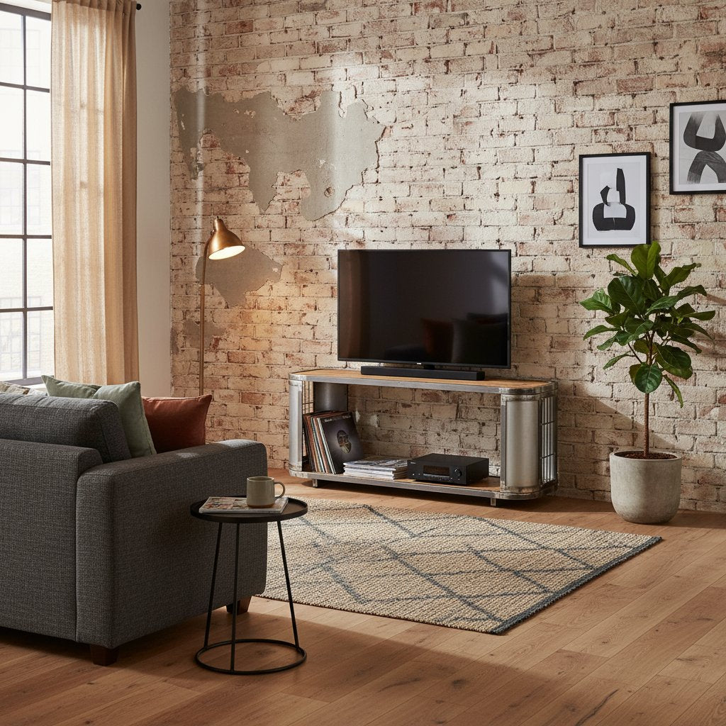 Meuble TV Style Industriel en Bois et Fer