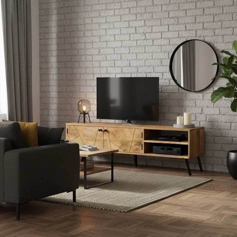 Meuble TV au Style Industriel en Manguier Massif