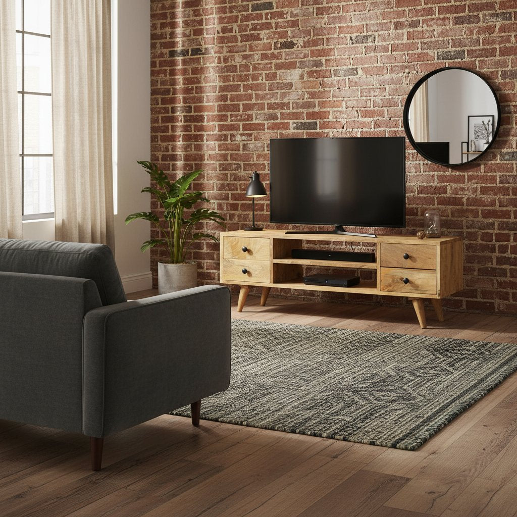 Meuble TV avec Style Scandinave en Bois Clair