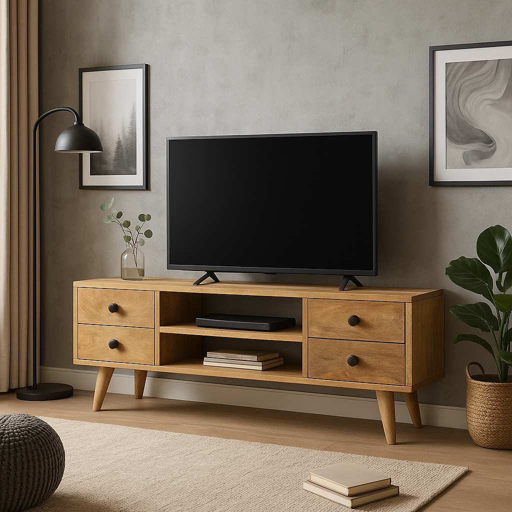 Meuble TV avec Style Scandinave en Bois Clair