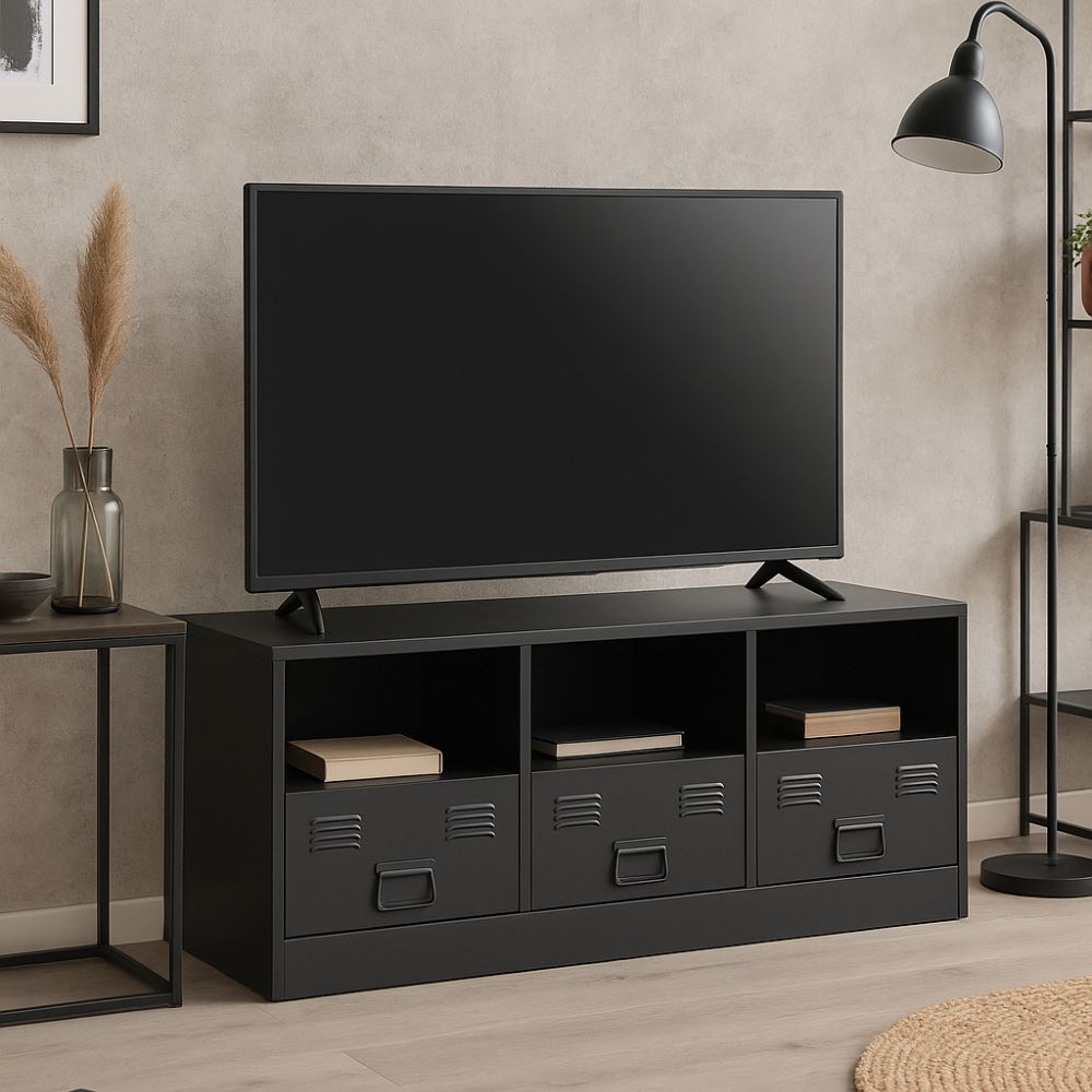 Meuble TV en Acier au Style Industriel