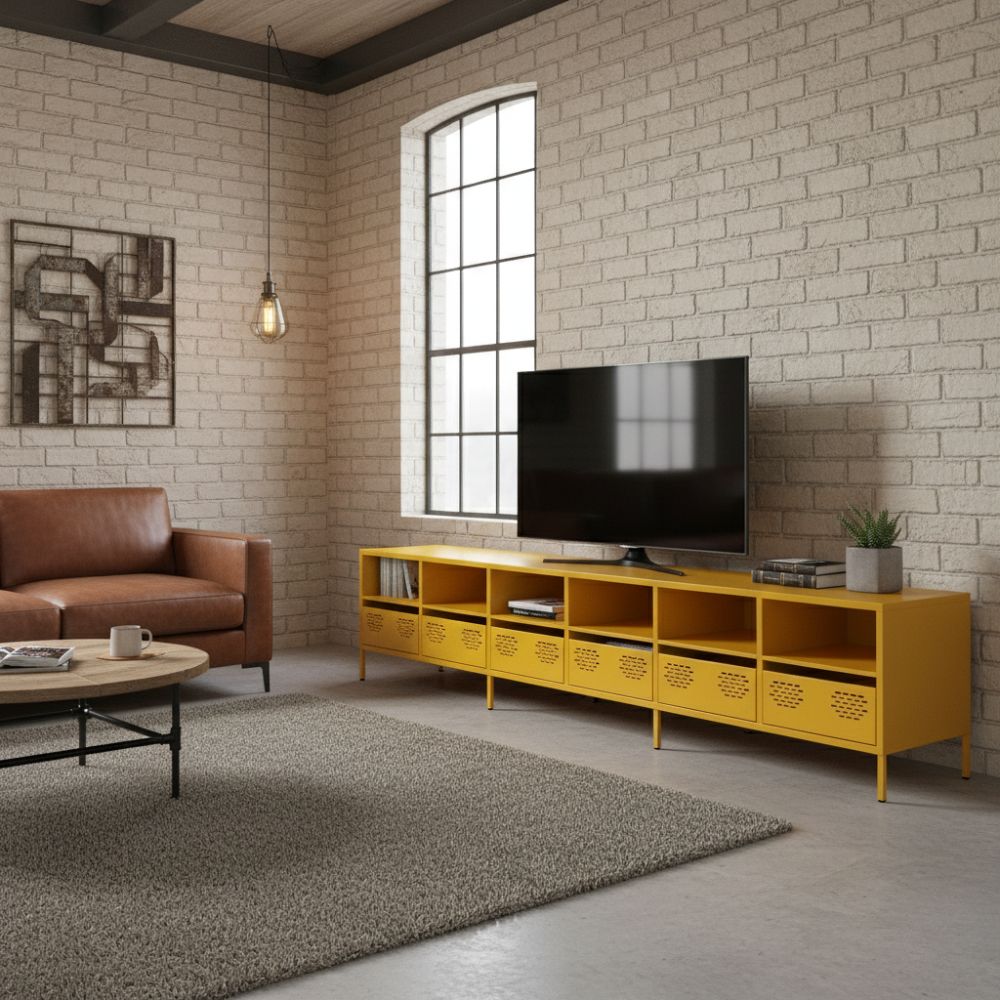 Meuble TV en Acier au Style Industriel 200cm