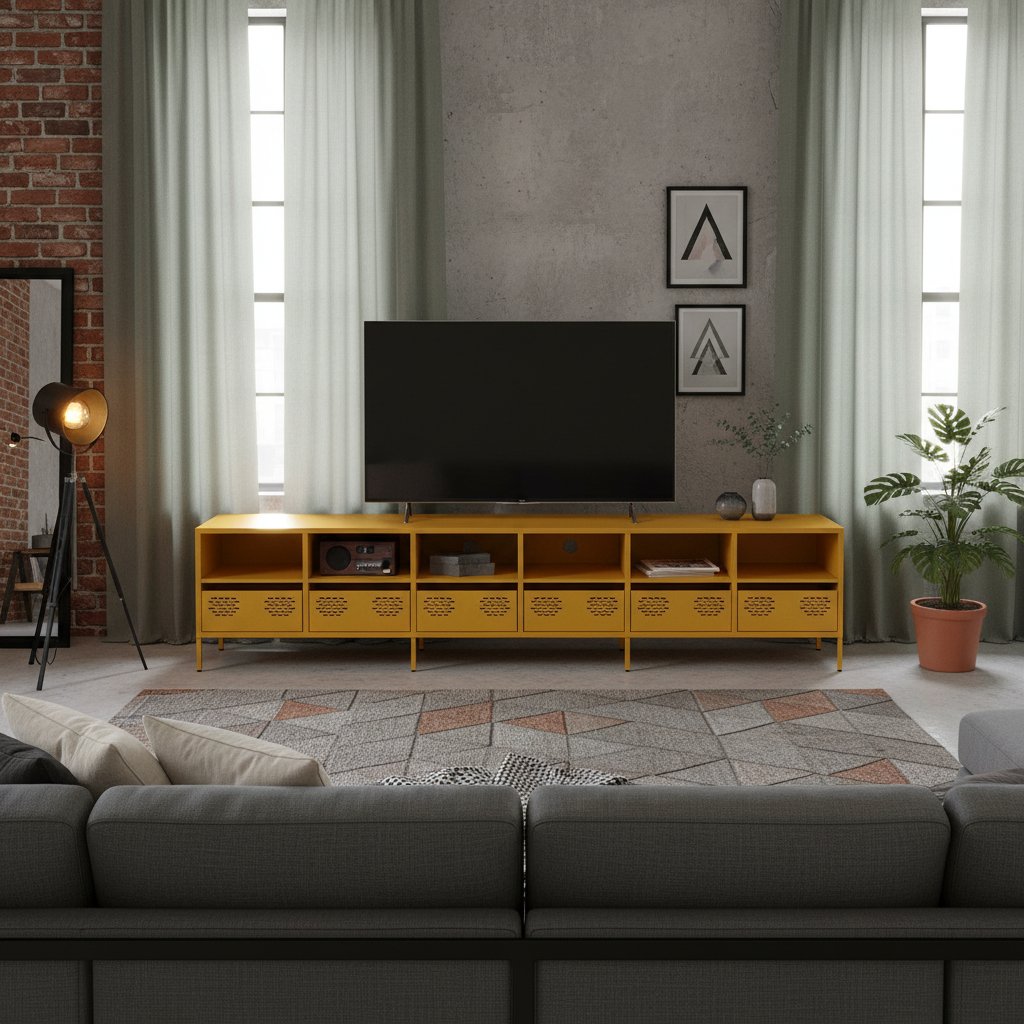 Meuble TV en Acier au Style Industriel 200cm