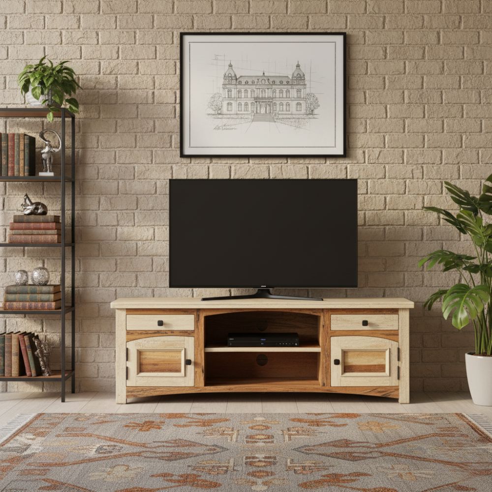 Meuble TV en Bois Clair et Recyclé 120 cm