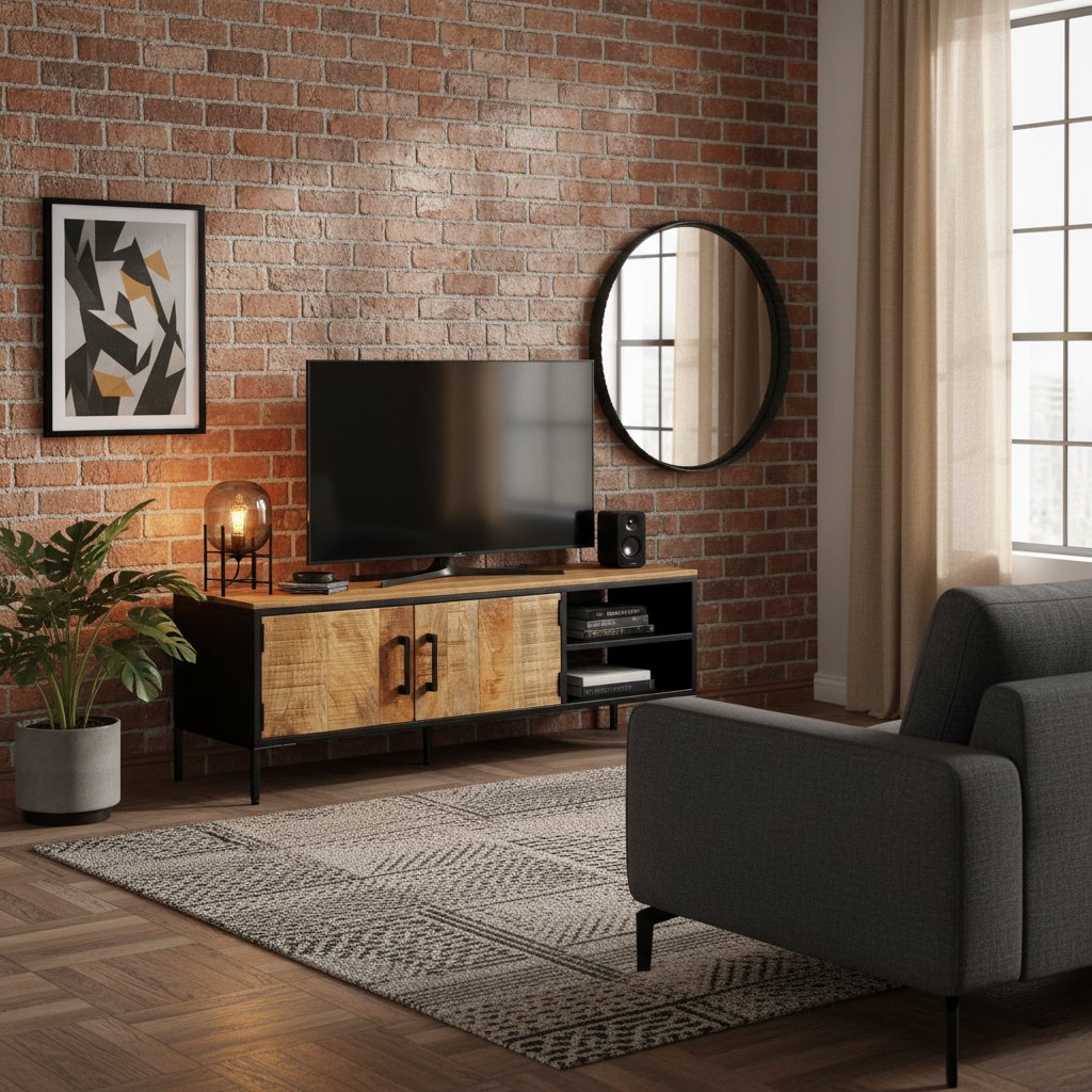 Meuble TV en Bois Massif avec 40 cm d'hauteur