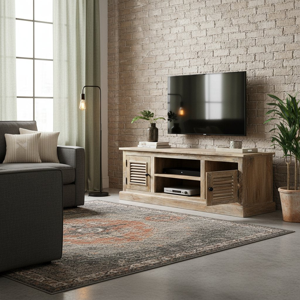 Meuble TV en Bois Massif de Manguier 120 Cm