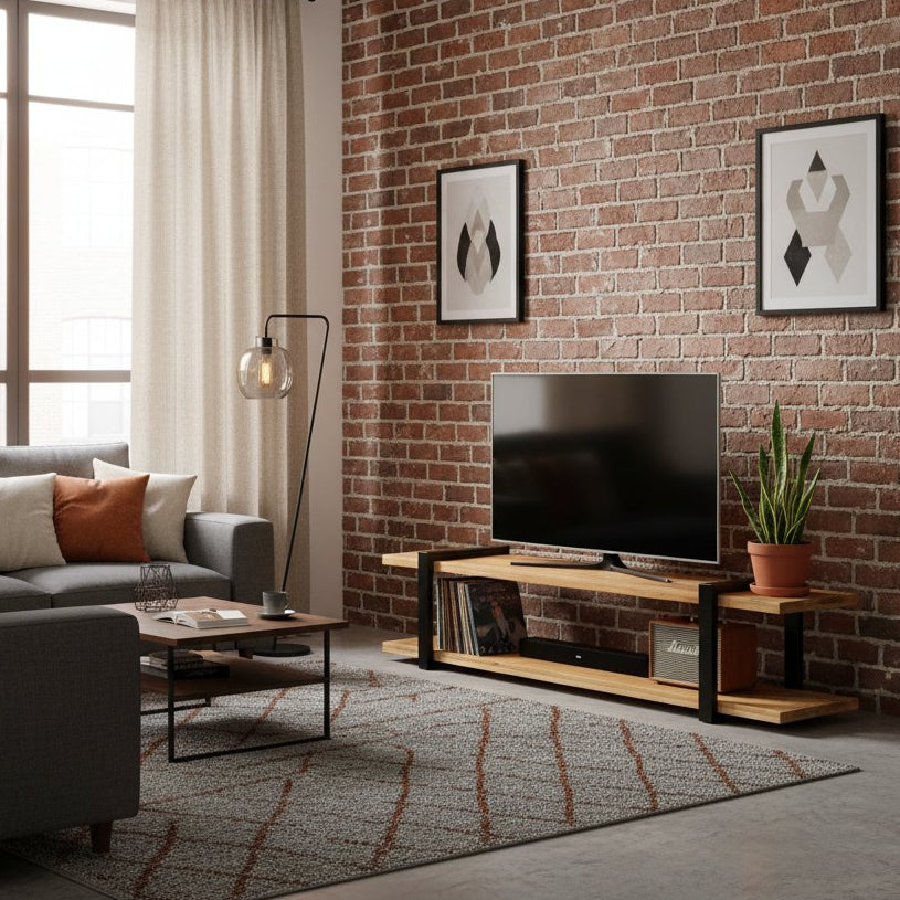 Meuble TV en Bois Massif de Manguier Brut