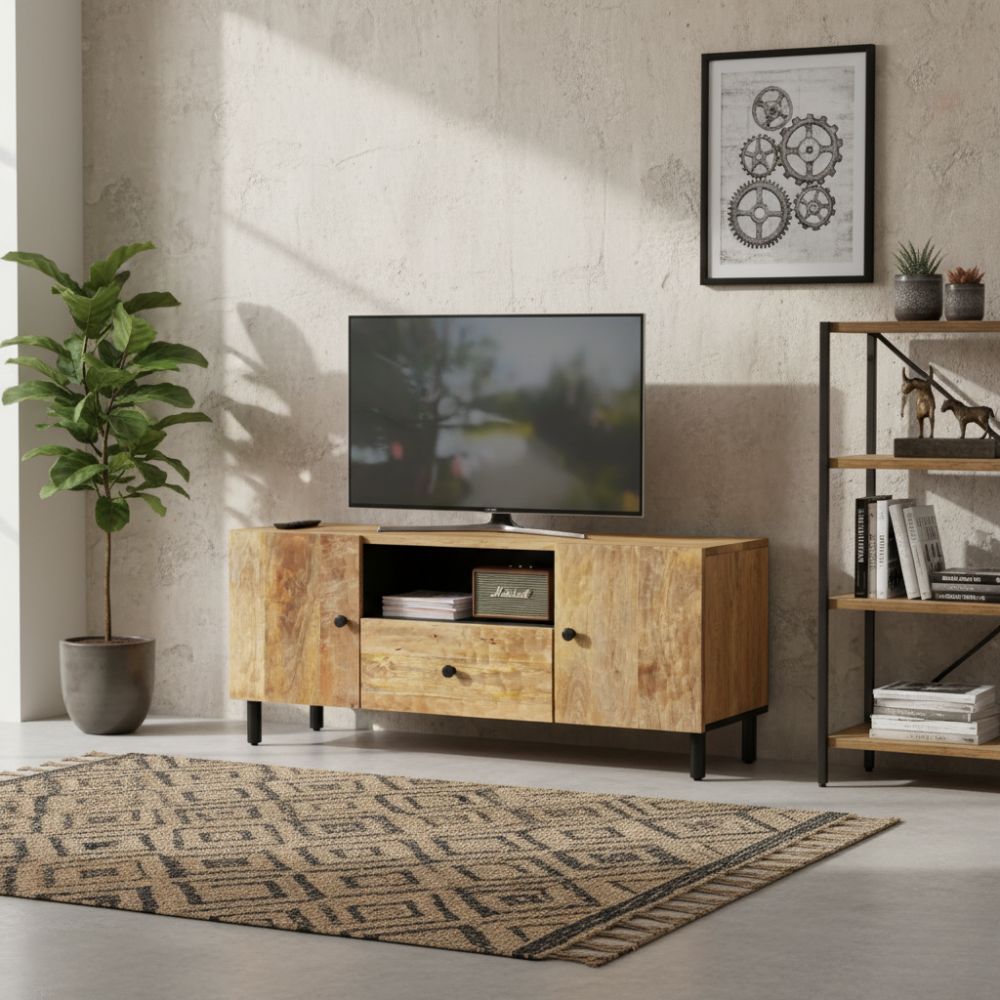 Meuble TV en Bois Massif et Moderne