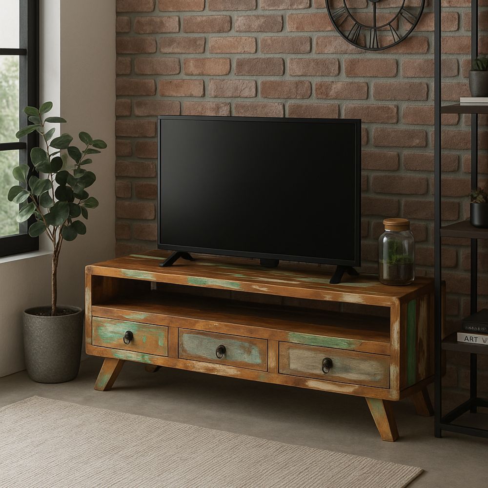 Meuble TV en Bois Multicolore Recyclé