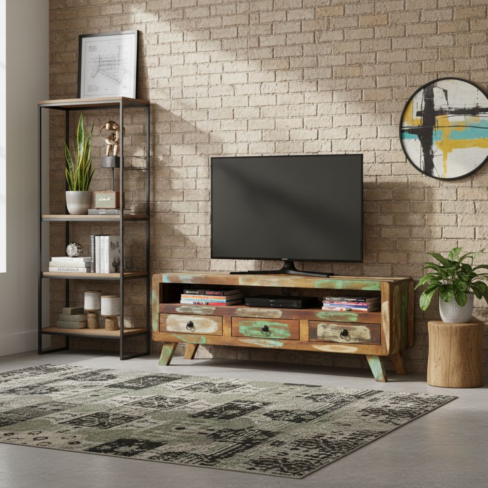 Meuble TV en Bois Multicolore Recyclé