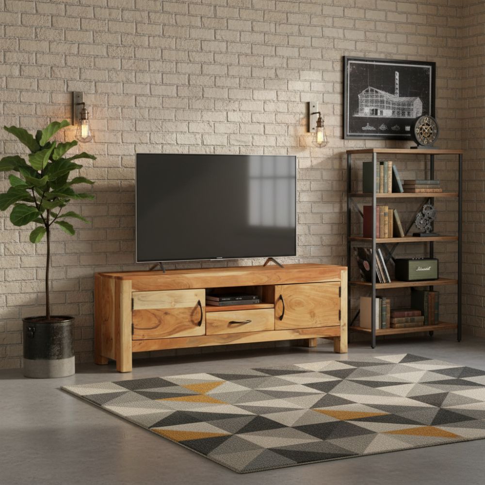 Meuble TV en Bois d'Acacia Naturel