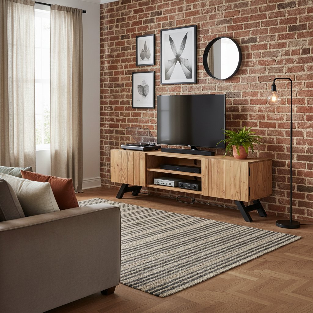 Meuble TV en Bois d'Acacia et Métal