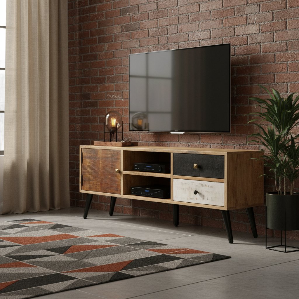 Meuble TV en Bois de Manguier 115 Cm