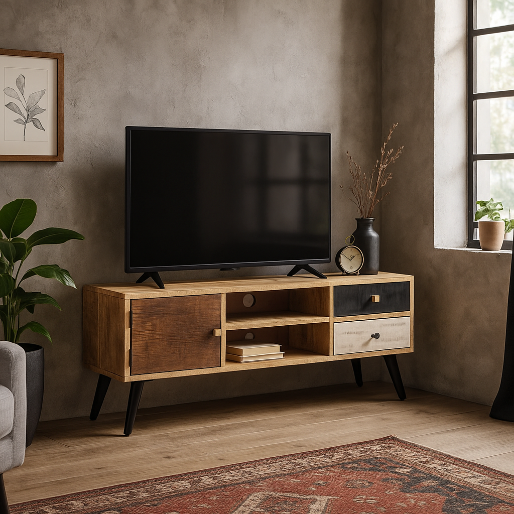 Meuble TV en Bois de Manguier 115 Cm