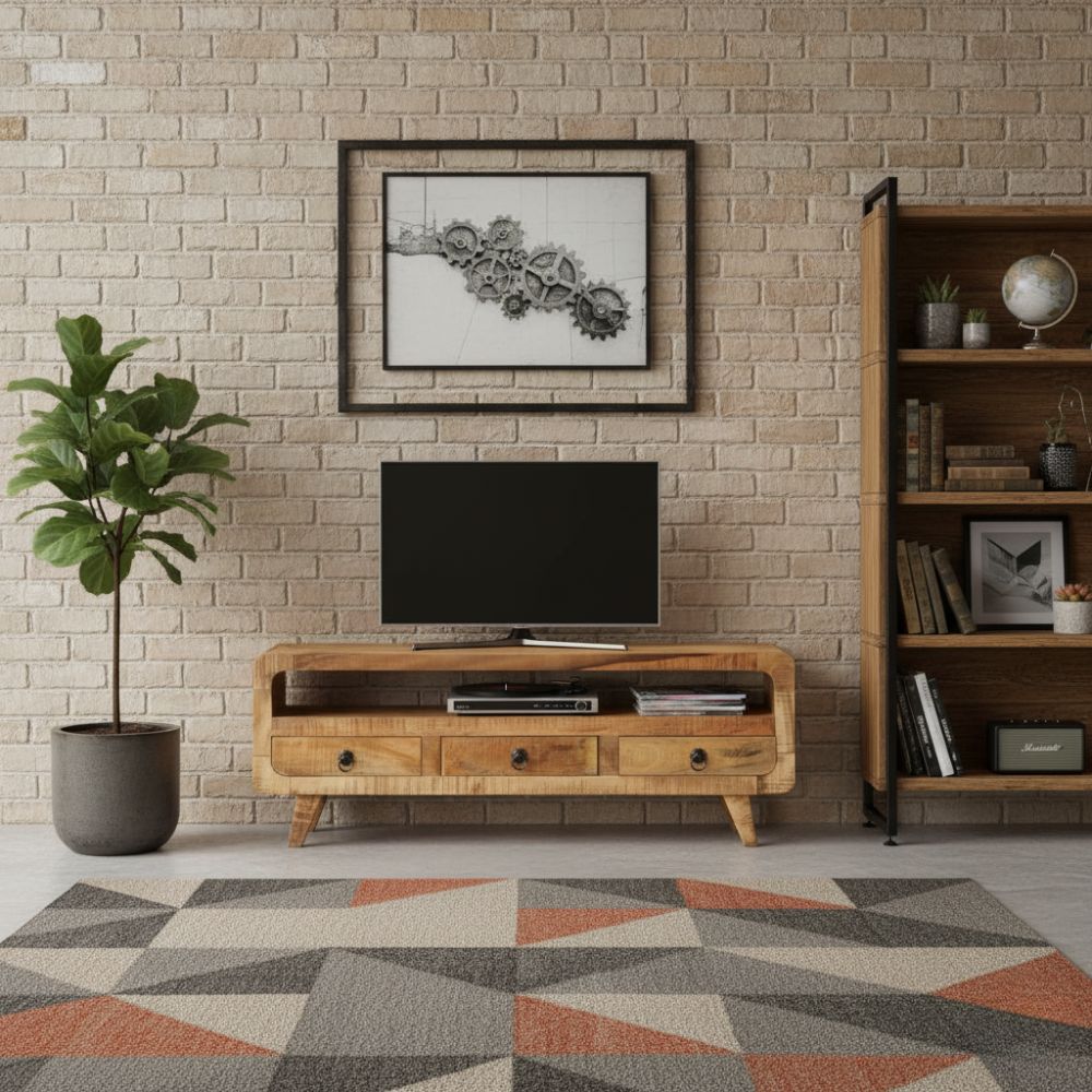 Meuble TV en Bois de Manguier Massif Brut