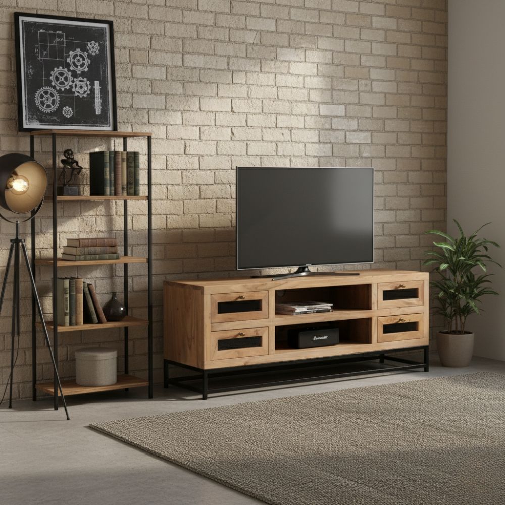Meuble TV en Bois et Métal Style Industriel