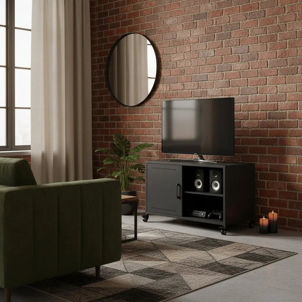 Meuble TV en acier style loft industriel