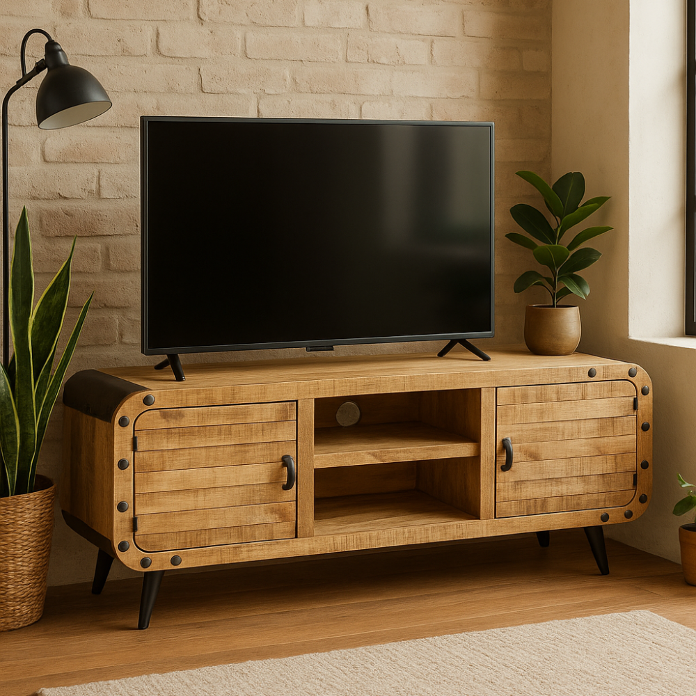 Meuble TV en Bois de Manguier Industriel