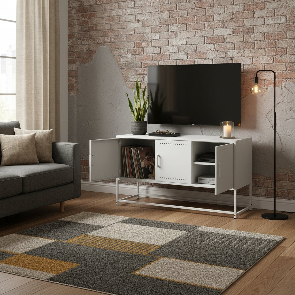 Meuble TV industriel en métal et acier