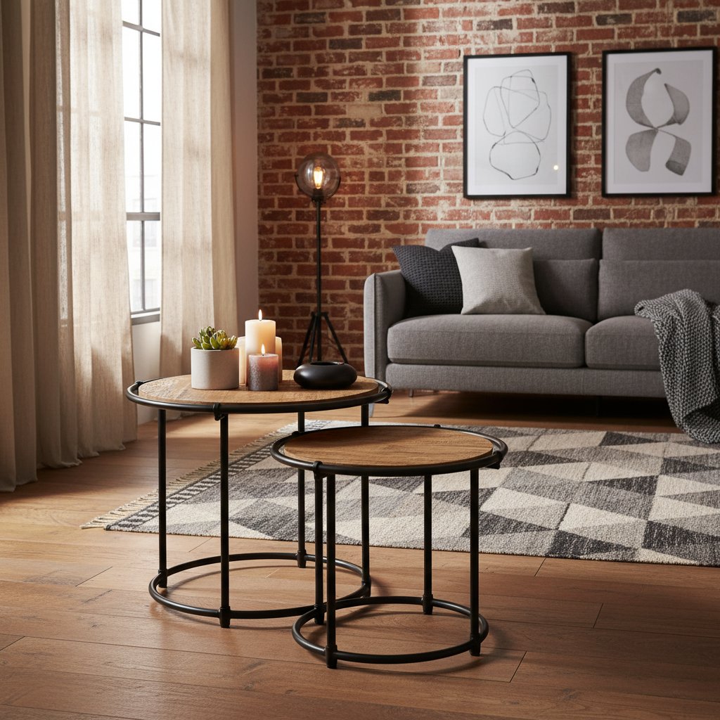 Meuble d'Appoint en Bois et Fer Style Industriel