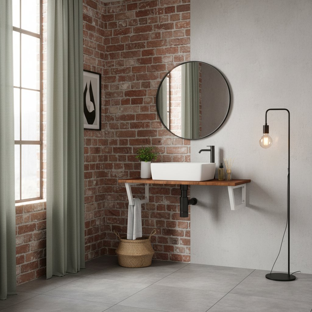 Meuble en Acier et Bois pour Salle de Bain 100 cm