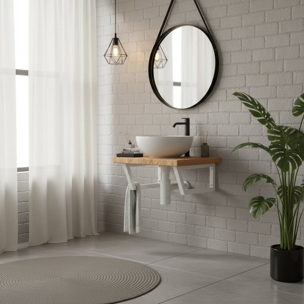 Meuble en Acier et Bois pour Salle de Bain 50 cm