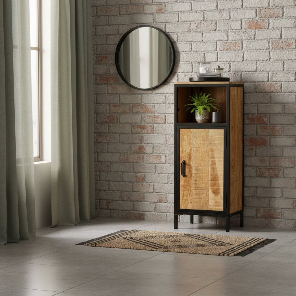 Meuble en Bois et Métal pour Salle de Bain