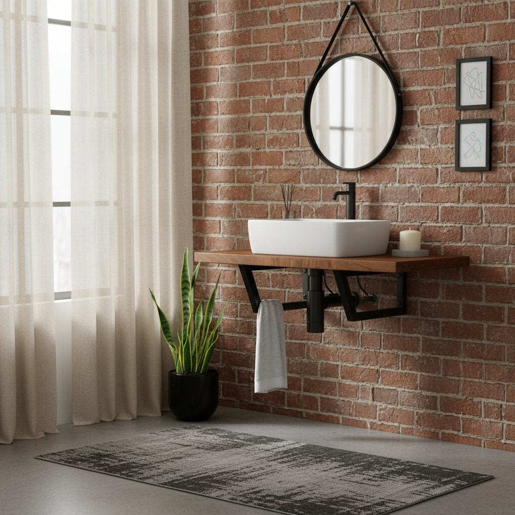 Meuble sous Vasque Salle de Bain en Bois et Acier