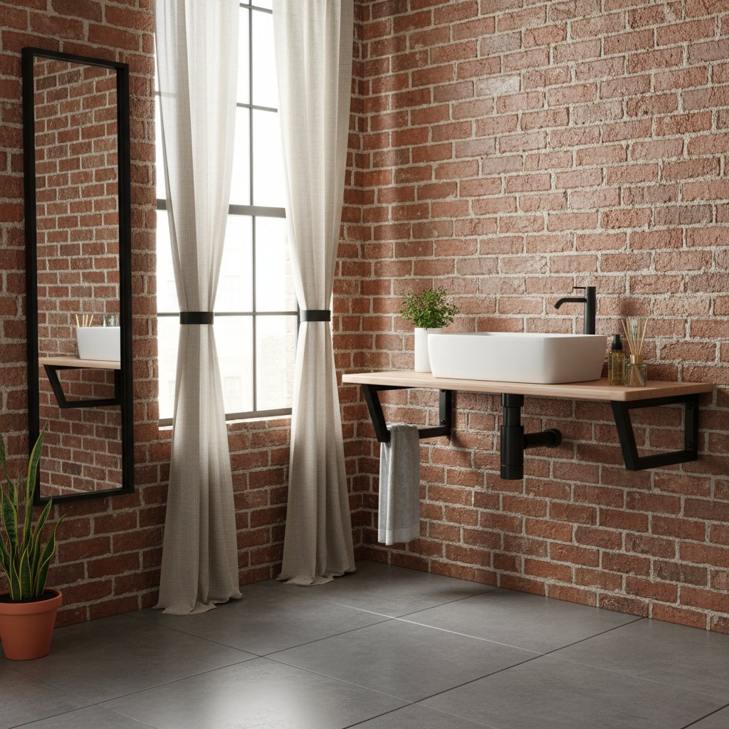 Meuble sous Vasque avec Planche Bois et Acier