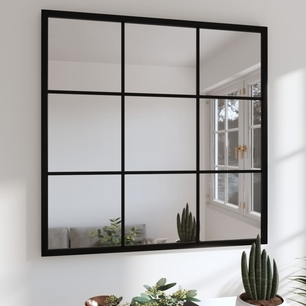 Miroir Rectangulaire Industriel en Métal Noir-1-60 x 60 cm-La-Fabrique-Industrielle