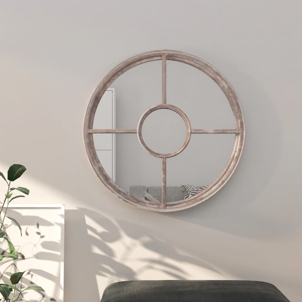 Miroir en Fer Industriel Rond-Couleur sable-1-40 x 4 cm-La-Fabrique-Industrielle