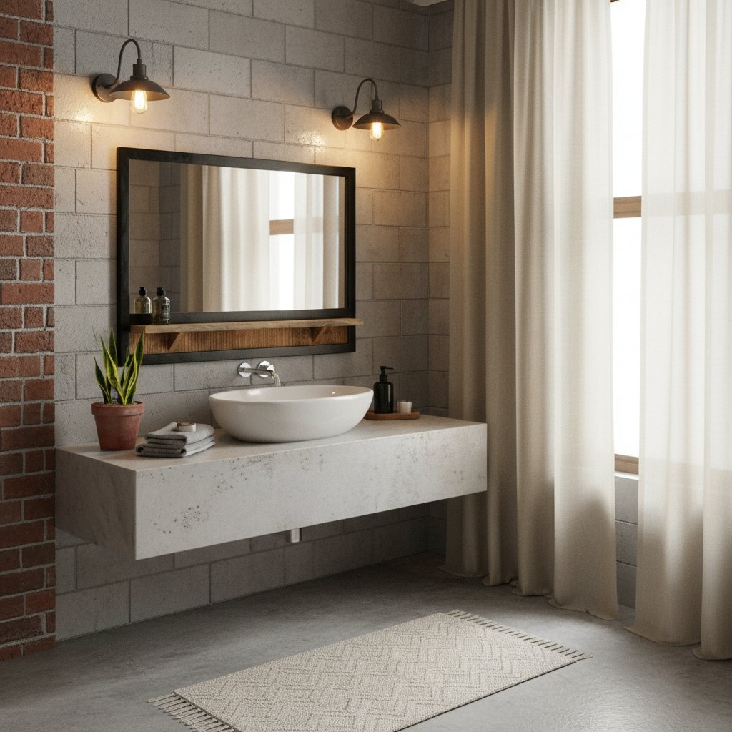 Miroir Industriel avec Bois de manguier et Métal