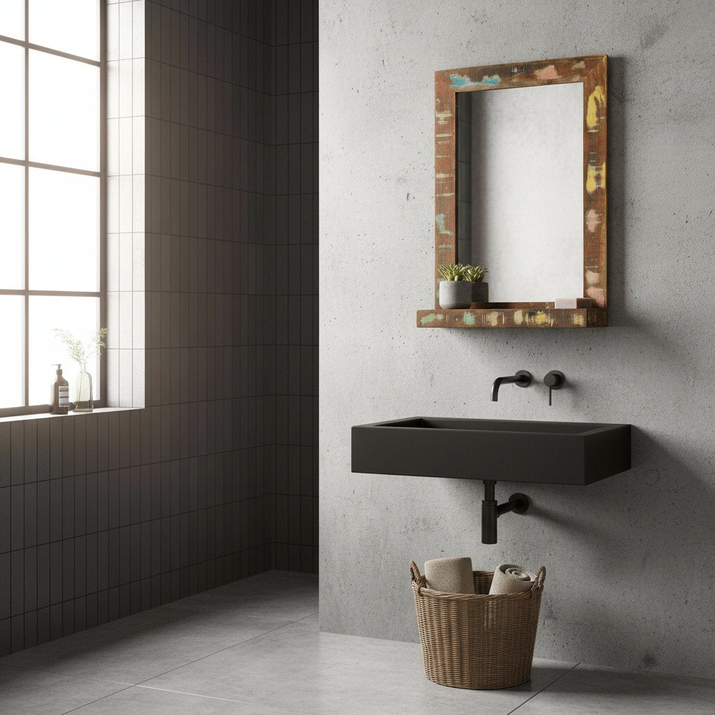 Miroir Industriel en Bois Recyclé