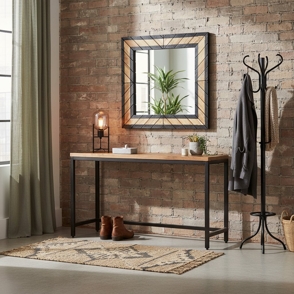 Miroir Industriel en Bois d'Acacia