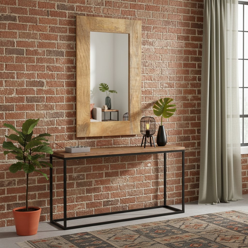 Miroir Industriel en Bois de Manguier Massif