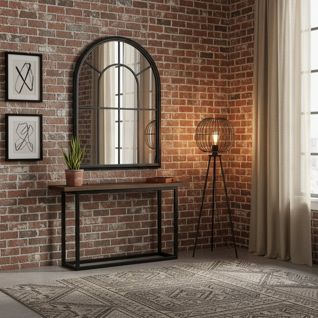 Miroir Mural en Métal Noir Industriel