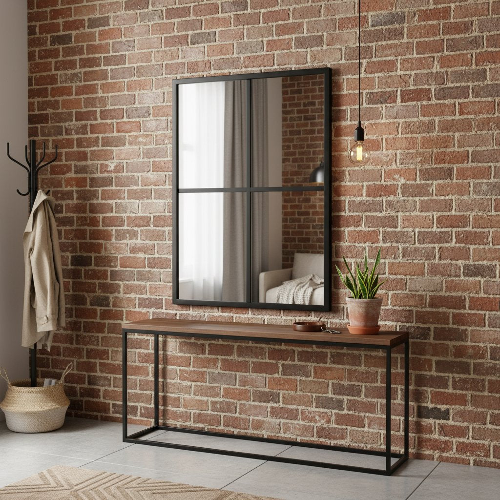 Miroir Rectangulaire Industriel en Métal Noir